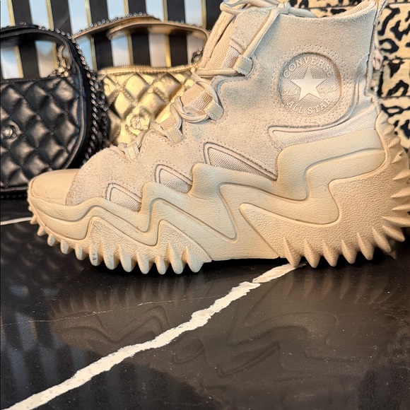 Converse Beige High-Top Women's Sneakers - Picture 2 of 9